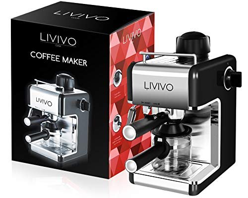 LIVIVO Professional Espresso Cappuccino Coffee Maker Machine with Milk Frothing Arm for Home and Office (Black)