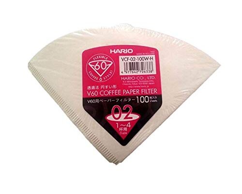 Hario Paper Filters for V60 Dripper Coffee Maker, Compatible with Size 02, White, 1-100pcs