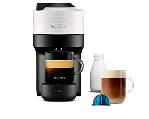 Nespresso Vertuo Pop Automatic Pod Coffee Machine for Americano, Decaf, Espresso by Krups in Coconut White