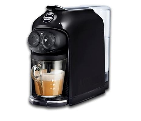 Lavazza, A Modo Mio Des&eacute;a Coffee Capsule Machine, with a Refined Glass Mug, Touch Interface, Sound Alerts, Automatic Shut-Off and Adjustable Grid, Dishwasher-Safe Components, 1500W, 220-240V, Black
