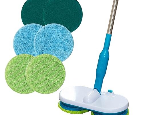 High Street TV Floating Mop – Motorised Cordless & Rechargeable – Spinning Mop – Includes Microfibre & Scouring Pads – Rotating Heads – Complete Hard Floor Cleaning Solution – Lightweight