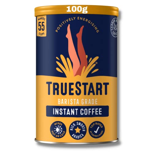 TrueStart Barista Grade Instant Coffee – 100g (55 Cups), Premium Freeze Dried, Smooth Rich Coffee Beans Roast, 100% Full Flavour