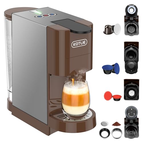 KOTLIE 5 in 1 Coffee Machine for Nespresso Original/Dolce Gusto/Lavazza Mio/L&rsquo;OR/Ground Capsule and ESE Coffee Pods,19Bar multi-Capsule Coffee Machine AC-513HF