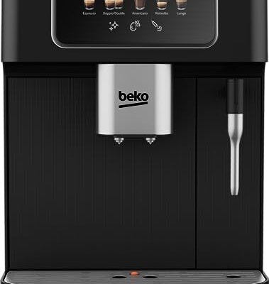 Beko CaffeExperto Bean to Cup Coffee Espresso Machine CEG7302B | Black | Colour Touch Screen Display | 2L Capacity |19 Bar Pressure | 2 Coffee Nozzles & Milk Frother