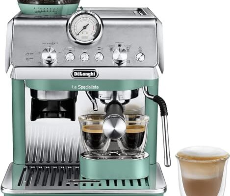 De'Longhi La Specialista Arte EC9155.GR, Barista Pump Espresso Machine, Bean to Cup Coffee and Cappuccino Maker, 8 Grinding Settings, MyLatte Art Frothing Wand, 1550W, Green