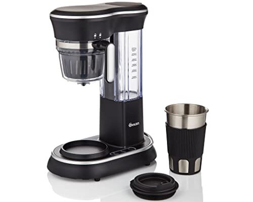 Swan SK65010N Stainless Steel Bean to Cup Coffee Machine with Travel Mug and Touch Control, 1100W, Black