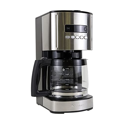Kenmore Filter Coffee Machines 12-Cup Drip Coffee Makers with 1.8L Glass Pot for Ground Coffee Programmable Timer Digital Display Auto Shut Off Reusable Filter Warming Plate Kitchen Appliances Black
