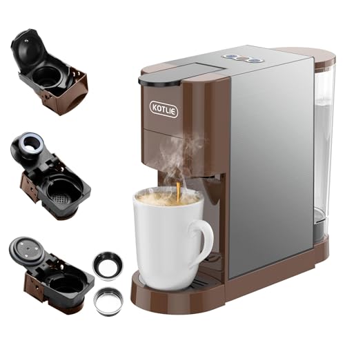 KOTLIE 4 in 1 Coffee Machine for Nespresso Original/Dolce Gusto/L&rsquo;OR/Ground Capsule and ESE Coffee Pods,19Bar multi-Capsule Coffee Machine AC-513H (BROWN-513H)